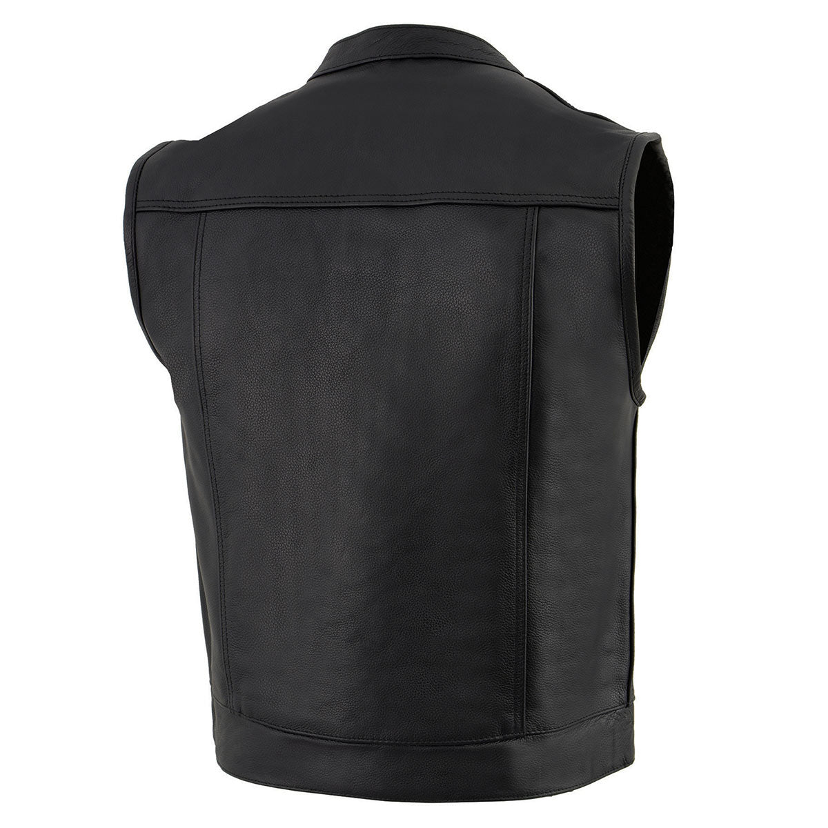 Milwaukee Leather LKM3720 Men's Black Leather Club Style Motorcycle Rider Vest with Concealed Snap Button Closure