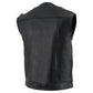 Milwaukee Leather LKM3721 Men's Black Leather Collarless Club Style Motorcycle Rider Vest w/Concealed Snap Closure