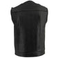 Milwaukee Leather LKM3721 Men's Black Leather Collarless Club Style Motorcycle Rider Vest w/Concealed Snap Closure