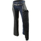 Milwaukee Leather LKM5710 Men's Black Premium Leather Chaps- Slash Pocket Mesh Lined Overpants for Motorcycle Rider