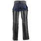 Milwaukee Leather LKM5710 Men's Black Premium Leather Chaps- Slash Pocket Mesh Lined Overpants for Motorcycle Rider