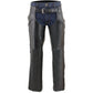 Milwaukee Leather LKM5710 Men's Black Premium Leather Chaps- Slash Pocket Mesh Lined Overpants for Motorcycle Rider