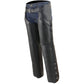 Milwaukee Leather Chaps for Men's Black Premium Leather - Slash Pockets Mesh Lined Motorcycle Riders Chap - LKM5710