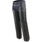 Milwaukee Leather LKM5710 Men's Black Premium Leather Chaps- Slash Pocket Mesh Lined Overpants for Motorcycle Rider