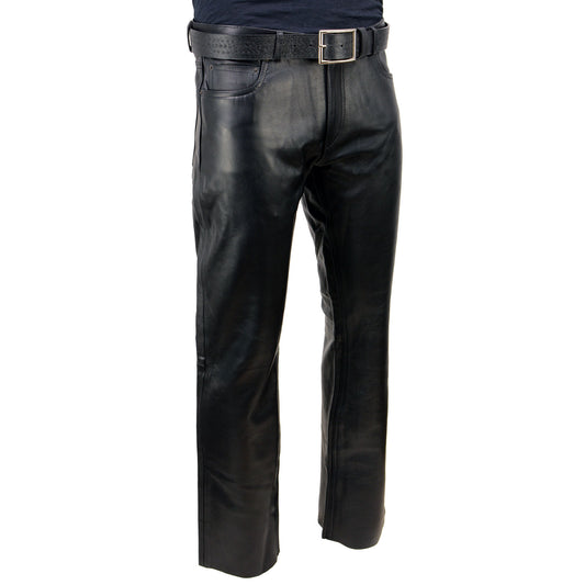 Milwaukee Leather LKM5790 Men's Black Classic 5 Pocket Casual Motorcycle Leather Pants
