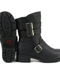 Milwaukee Motorcycle Clothing Company MB253 Cameo Leather Women's Black Motorcycle Boots