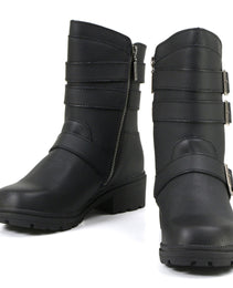 Milwaukee Motorcycle Clothing Company MB253 Cameo Leather Women's Black Motorcycle Boots