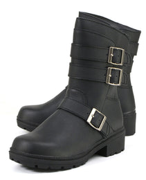 Milwaukee Motorcycle Clothing Company MB253 Cameo Leather Women's Black Motorcycle Boots