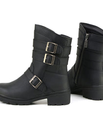 Milwaukee Motorcycle Clothing Company MB253 Cameo Leather Women's Black Motorcycle Boots