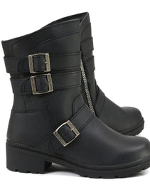 Milwaukee Motorcycle Clothing Company MB253 Cameo Leather Women's Black Motorcycle Boots