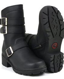 Milwaukee Motorcycle Clothing Company MB253 Cameo Leather Women's Black Motorcycle Boots