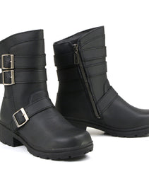 Milwaukee Motorcycle Clothing Company MB253 Cameo Leather Women's Black Motorcycle Boots