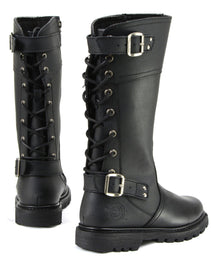 Milwaukee Motorcycle Clothing Company MB255 Dream Girl Women's 12 Inch Black Leather Motorcycle Boots