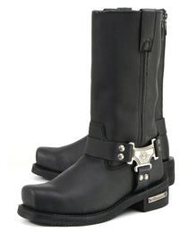 Milwaukee Motorcycle Clothing Company MB410 Men's Black Classic Harness Motorcycle Leather Boots