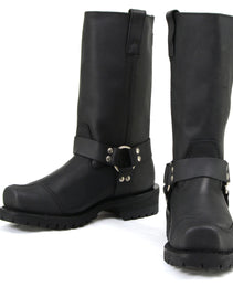 Milwaukee Motorcycle Clothing Company MB411 Men's Black Drag Harness Motorcycle Leather Boots