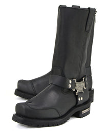 Milwaukee Motorcycle Clothing Company MB411 Men's Black Drag Harness Motorcycle Leather Boots