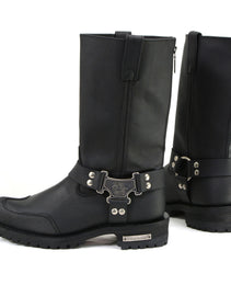 Milwaukee Motorcycle Clothing Company MB411 Men's Black Drag Harness Motorcycle Leather Boots
