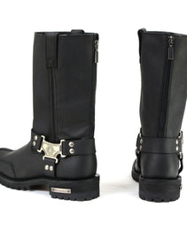 Milwaukee Motorcycle Clothing Company MB411 Men's Black Drag Harness Motorcycle Leather Boots