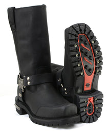 Milwaukee Motorcycle Clothing Company MB411 Men's Black Drag Harness Motorcycle Leather Boots