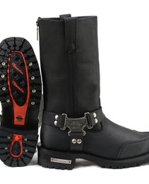Milwaukee Motorcycle Clothing Company MB411 Men's Black Drag Harness Motorcycle Leather Boots