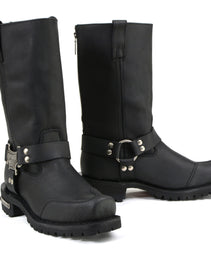 Milwaukee Motorcycle Clothing Company MB411 Men's Black Drag Harness Motorcycle Leather Boots