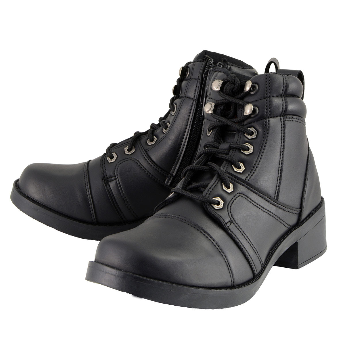 Milwaukee Leather MBK9255 Boys Black Lace-Up Boots with Side Zipper Entry