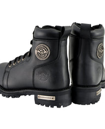 Milwaukee Leather MBL200 Women's Black Leather Lace-Up Motorcycle RiderBoots w/Side Zipper