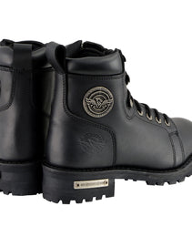 Milwaukee Leather MBL200 Women's Black Leather Lace-Up Motorcycle RiderBoots w/Side Zipper