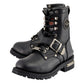 Milwaukee Leather MBL201 Women's Black Leather Lace-Up Motorcycle Rider Boots w/ Buckles