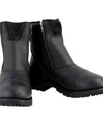Milwaukee Leather Women's Black Premium Leather Double Sided Zipper Motorcycle Riding Boots MBL202