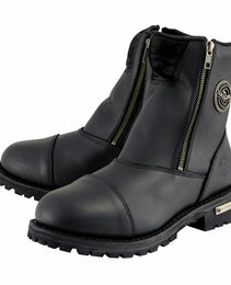 Milwaukee Leather Women's Black Premium Leather Double Sided Zipper Motorcycle Riding Boots MBL202