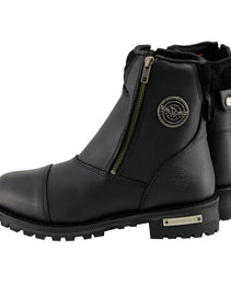 Milwaukee Leather Women's Black Premium Leather Double Sided Zipper Motorcycle Riding Boots MBL202