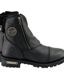 Milwaukee Leather Women's Black Premium Leather Double Sided Zipper Motorcycle Riding Boots MBL202