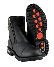 Milwaukee Leather Women's Black Premium Leather Double Sided Zipper Motorcycle Riding Boots MBL202