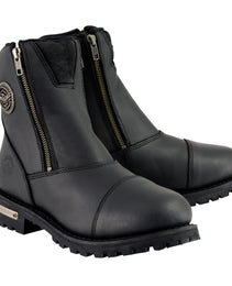 Milwaukee Leather MBL202 Women's Black Premium Leather Double Sided Zipper Motorcycle Riding Boots