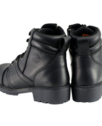 Milwaukee Leather Women's Black Leather Lace-Up Motorcycle Rider Boots with Side Zipper MBL9300
