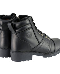 Milwaukee Leather Women's Black Leather Lace-Up Motorcycle Rider Boots with Side Zipper MBL9300