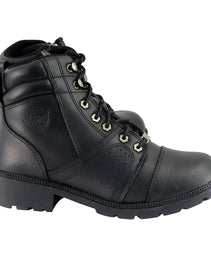 Milwaukee Leather Women's Black Leather Lace-Up Motorcycle Rider Boots with Side Zipper MBL9300