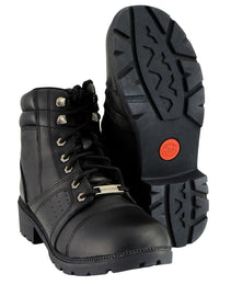 Milwaukee Leather Women's Black Leather Lace-Up Motorcycle Rider Boots with Side Zipper MBL9300