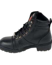 Milwaukee Leather Women's Black Leather Lace-Up Motorcycle Rider Boots with Side Zipper MBL9300