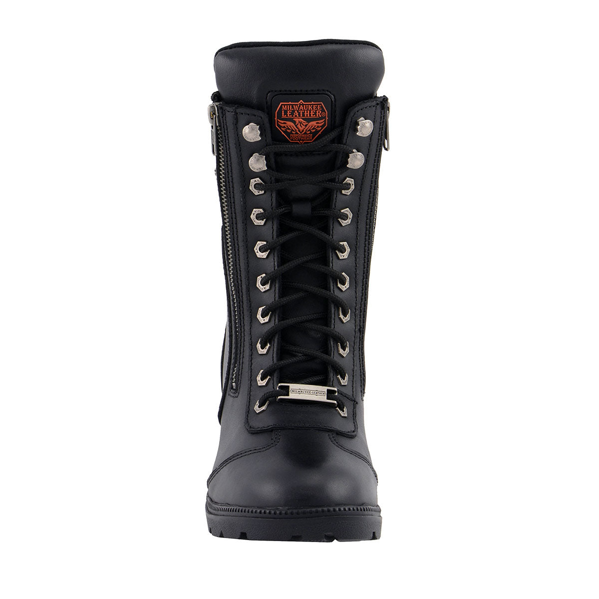 Ladies black lace up biker boots on sale