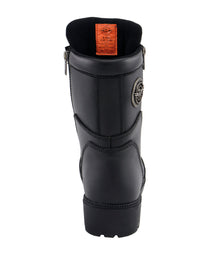 Milwaukee Leather MBL9301 Women's Black Lace-Up Motorcycle Biker Riding Boots with Side Zipper Entry