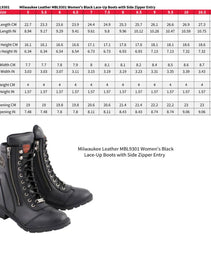 Milwaukee Leather MBL9301 Women's Black Lace-Up Motorcycle Biker Riding Boots with Side Zipper Entry