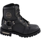 Milwaukee Leather MBL9302 Women's Black 8-Inch Lace-Up Motorcycle Harness Boots with Side Zipper Entry