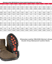 Milwaukee Leather MBL9306 Women's Premium Brown Leather Double Strap Motorcyle Riding Boots