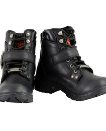 Milwaukee Leather MBL9310 Women's Lace-Up Black Leather Engineer Motorcycle Rider Boots