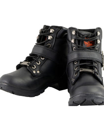 Milwaukee Leather MBL9310 Women's Lace-Up Black Leather Engineer Motorcycle Rider Boots