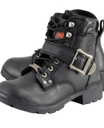Milwaukee Leather MBL9310 Women's Lace-Up Black Leather Engineer Motorcycle Rider Boots
