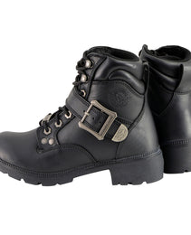 Milwaukee Leather MBL9310 Women's Lace-Up Black Leather Engineer Motorcycle Rider Boots