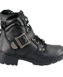 Milwaukee Leather MBL9310 Women's Lace-Up Black Leather Engineer Motorcycle Rider Boots